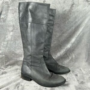 J Crew Leather Riding Boots Knee High Womens 7 Charcoal Gray Soft Leather Italy